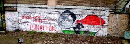 Gyurcsány graffiti a Nyugati rendezőben
